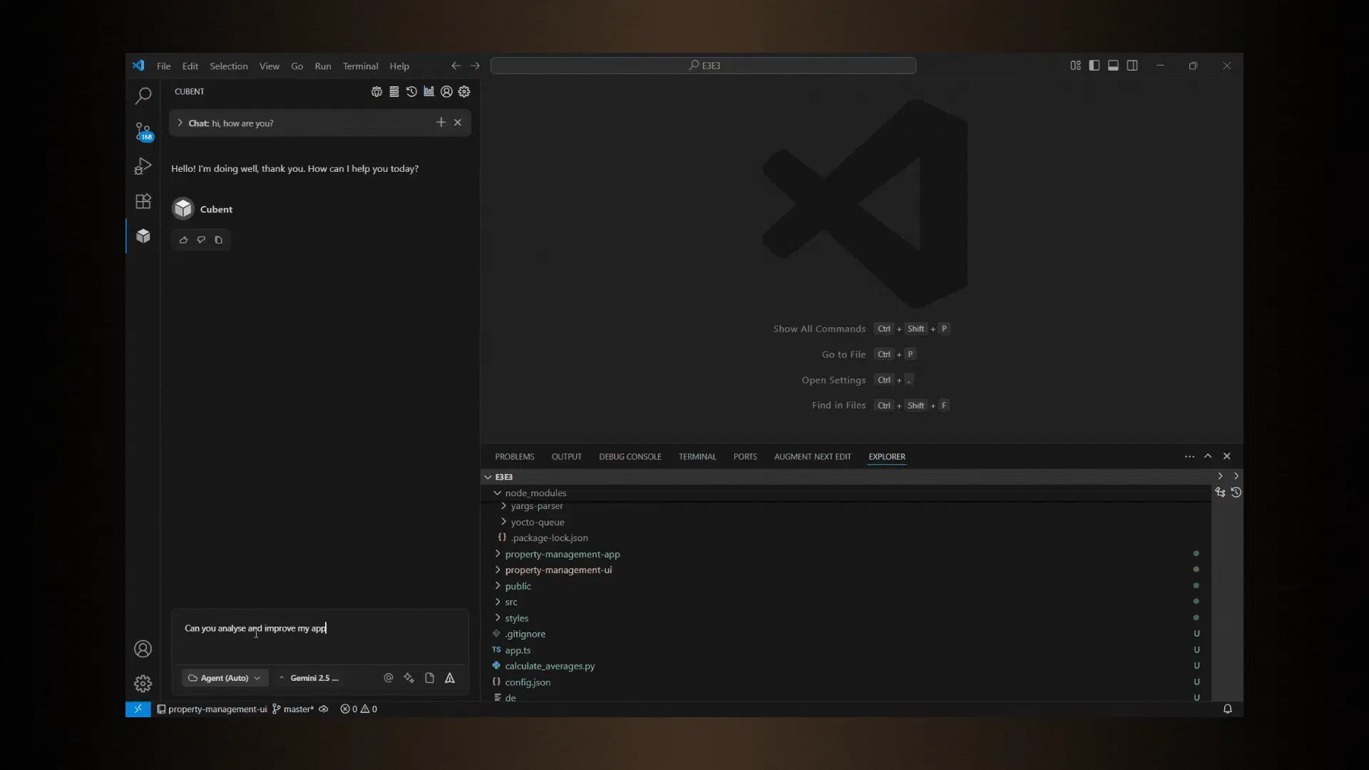Cubent Editor Interface - Code editing with AI assistance